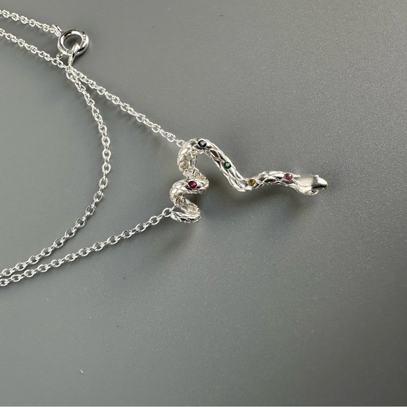 Sterling Silver Rainbow Snake Necklace - Picture 11 of 13